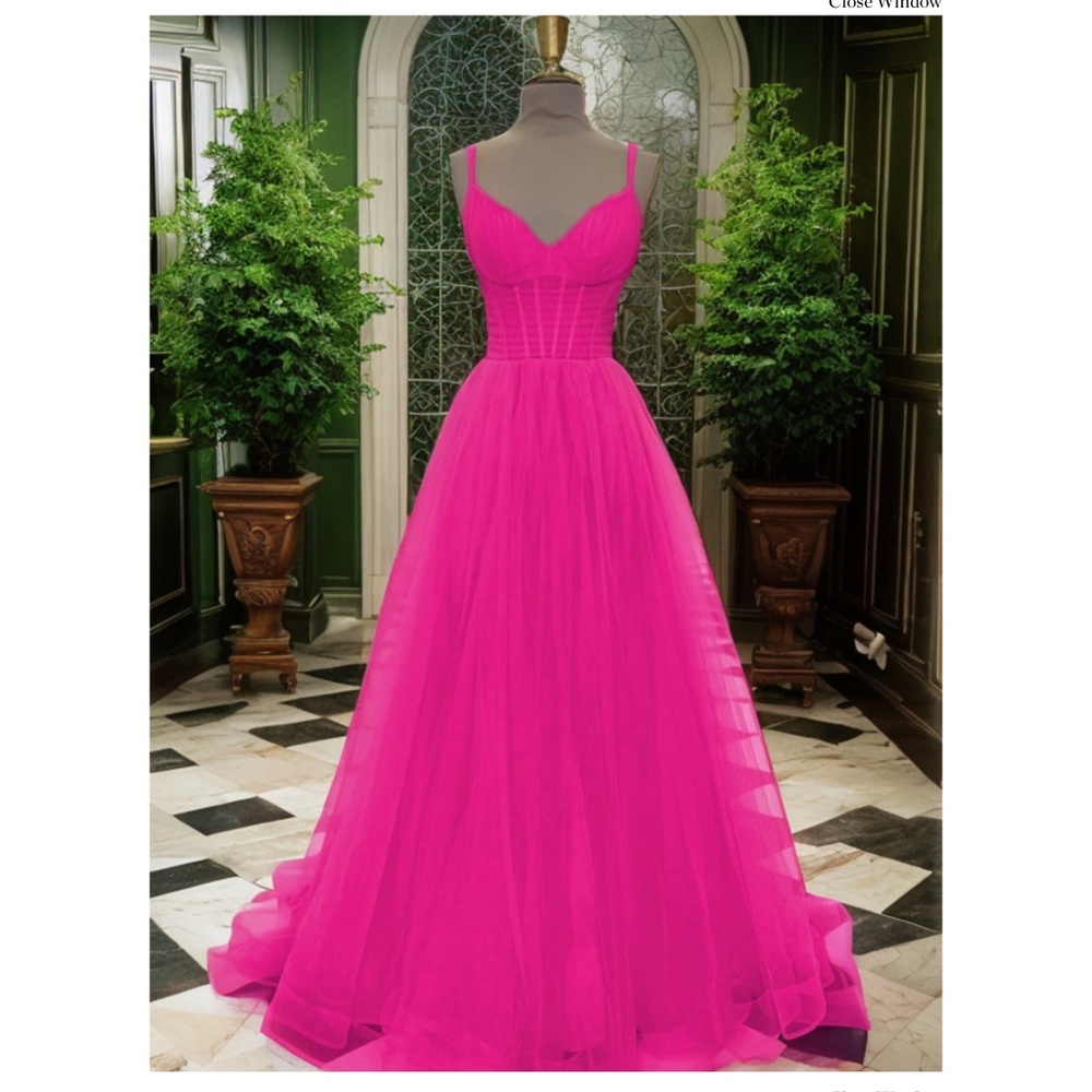 HEBEOS— A-Line/Princess Tulle Ruffles -Fuschia -Hot Pink -Size 6 NWT